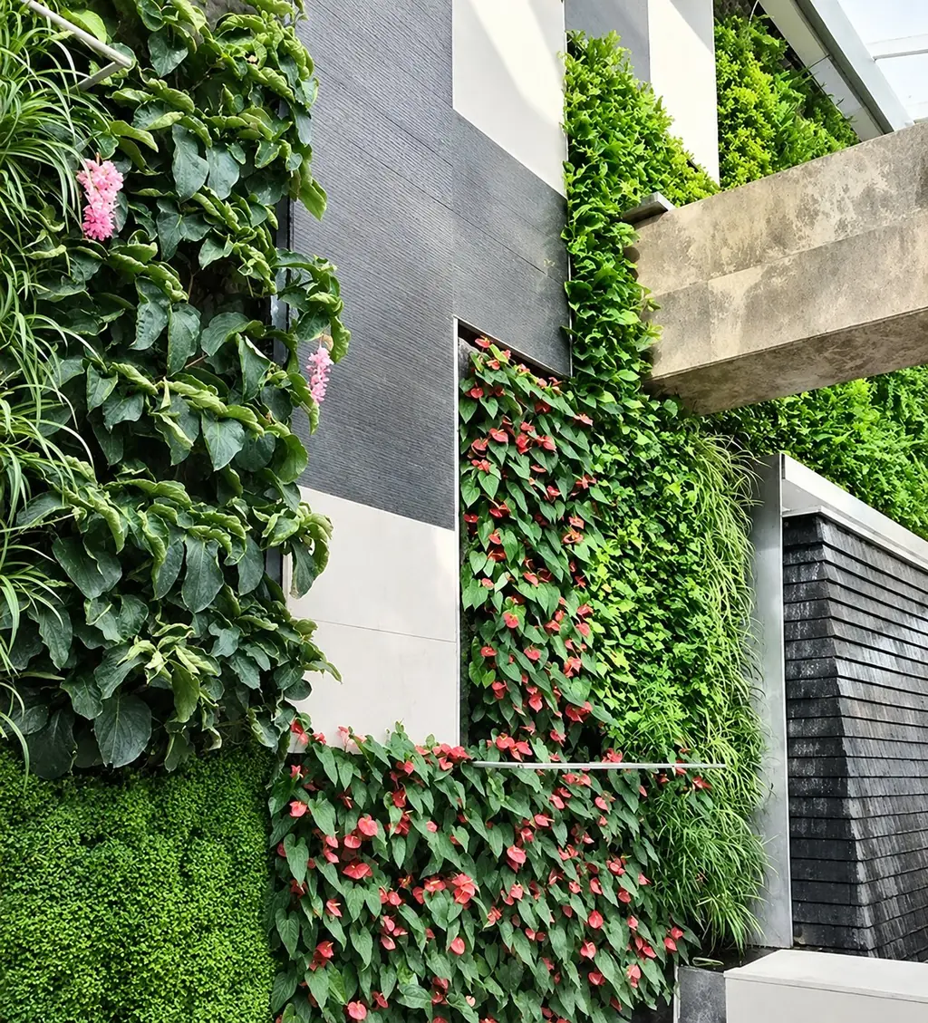 Vertical garden fasad anthurium